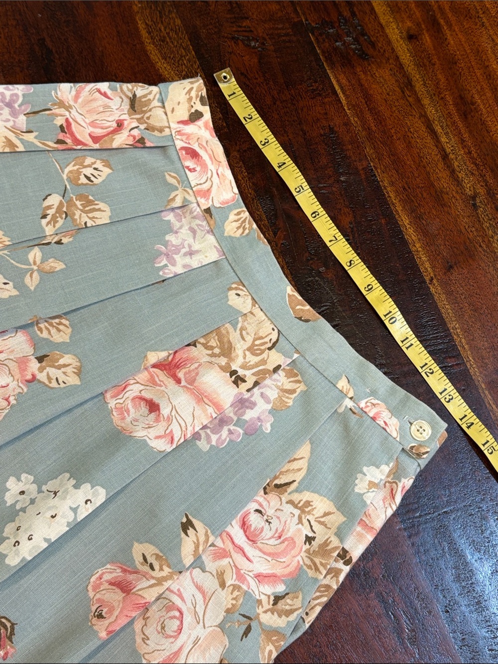 Vintage Koret Blue and Pink Floral Pleated Cottagecore Midi Skirt size 10 - Picture 11 of 12